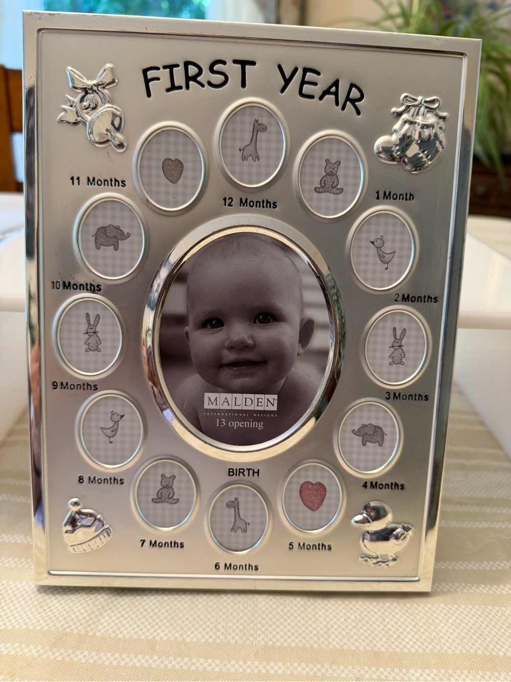 Pre- Owned Malden Silver 'First Year' 13-Opening Baby Photo Frame